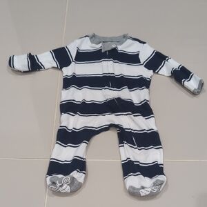 NWOT Burt's Bees Navy and White Striped Footie PJs